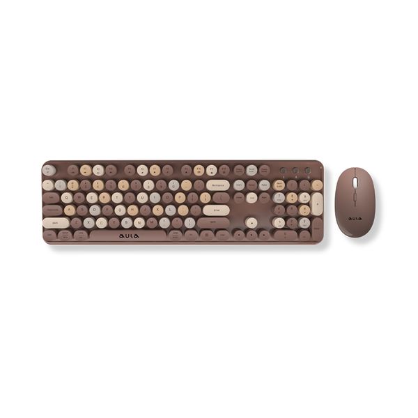 Bộ phím chuột không dây Aula AC306 Coffee-Colorful