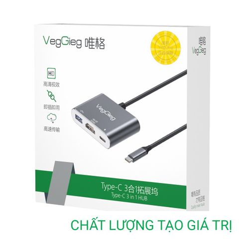 Hub Chuyển đổi TypeC  to HDMI + PD+ USB V-TC03