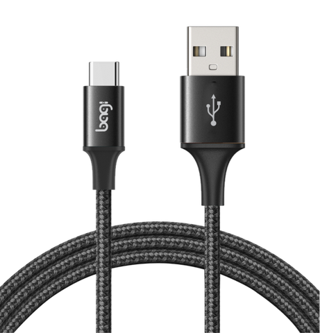 Cáp dù sạc nhanh USB - Type-C Bagi dài 1m CS100 Màu Đen