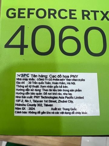 VGA PNY GeForce RTX 4060 8GB XLR8 Gaming VERTO Overclocked Dual Fan VCG40608DFXPB1-O