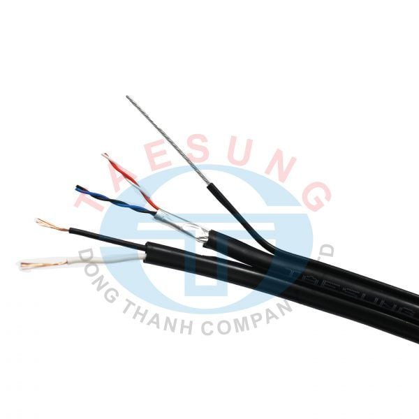 Cáp tín hiệu TAESUNG CAT3  kèm nguồn -  Có lõi gỗ - 4 lõi  đồng xịn tiết diện 0.5mm + 2 sợi nguồn đồng + Có Cáp GIA CƯỜNG + Có dầu.