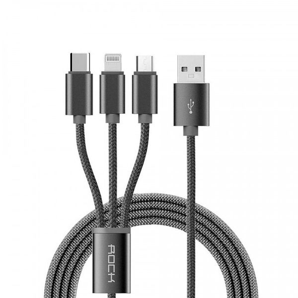 Cáp sạc ROCK Space dây dù 3 cồng Lightning / Micro / Type C