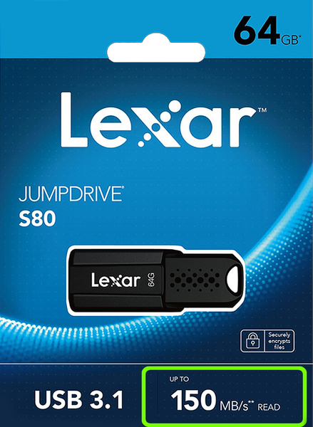 USB Lexar JumpDrive S80 3.1 Black