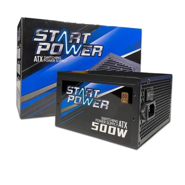 Nguồn Start Power - Công suất 500W - hiệu suất cao - Hệ thống cáp: 20+4 pin (Mainboard),8 pin(CPU) x1, 6+2 pin (VGA)*2, SATA*5/ ATA*5