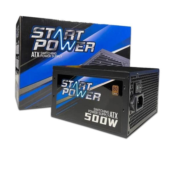 Nguồn Start Power - Công suất 500W - hiệu suất cao - Hệ thống cáp: 20+4 pin (Mainboard),8 pin(CPU) x1, 6+2  pin (VGA)*2, SATA*5/ ATA*5