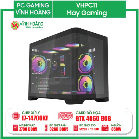 PC GAMING VHPC12 (i7 14700KF/Z790 DDR5/32GB RAM/512GB + 1T SSD+HDD/GTX 4060 8GB/850W)