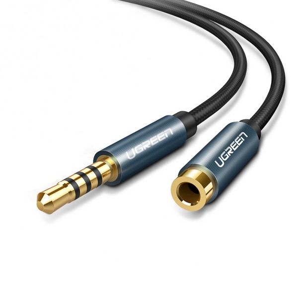 Cáp nối dài âm thanh AUX 3.5mm 1.5M Ugreen 40674 bọc Nylon cao cấp (hỗ trợ Mic)