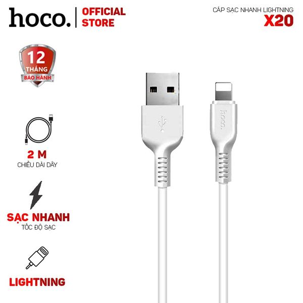 Cáp sạc hoco X20 For Lightning 2M