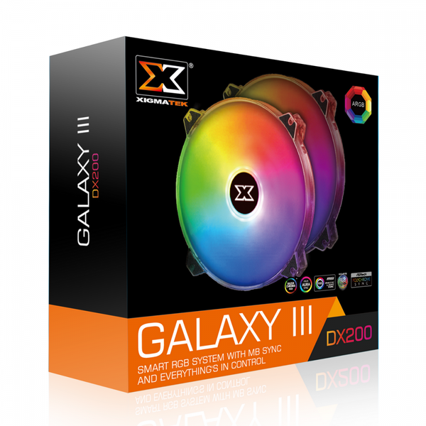 Quạt XIGMATEK GALAXY III DX200 ARGB (EN46089): HUB FAN (PACK x2, CONTROLLER, POWER HUB)