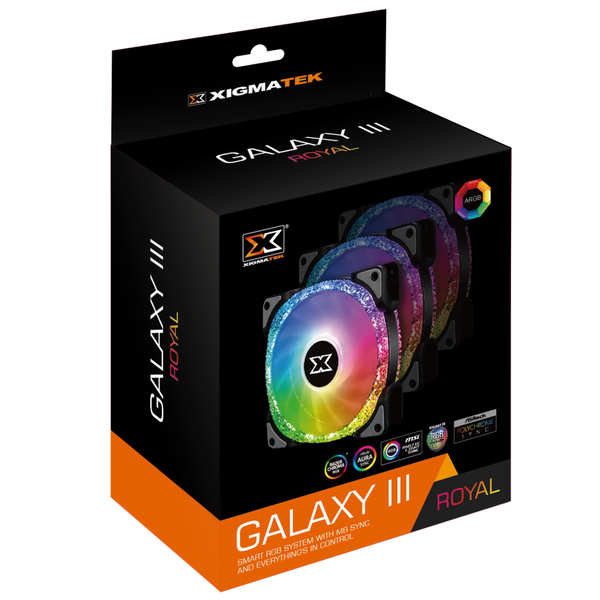 Quạt XIGMATEK GALAXY III ROYAL - BR120 ARGB (EN46119): HUB FAN (PACK x3, CONTROLLER, POWER HUB)