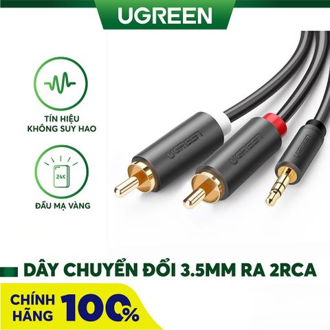 Cáp audio 1 ra 2 RCA (hoa sen) 1M Ugreen 10772 chính hãng