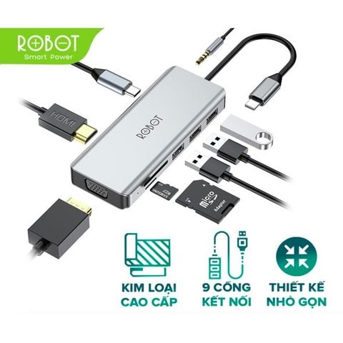 Bộ Chia USB HUB 9 trong 1 HT390 Thiết bị chuyển đổi đa năng MacBook Laptop
