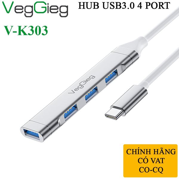 Bộ chia TypeC 3.0 ra 4 USB Veggieg VK303