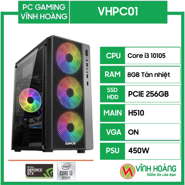 PC GAMING VHPC01 ( i3 10105/H510/8GB RAM/256GB/450W