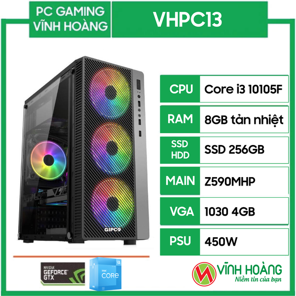 PC GAMING VHPC13 (i3 10105F/Z590/8GB RAM/256GB SSD/GTX 1030 4GB/450W)