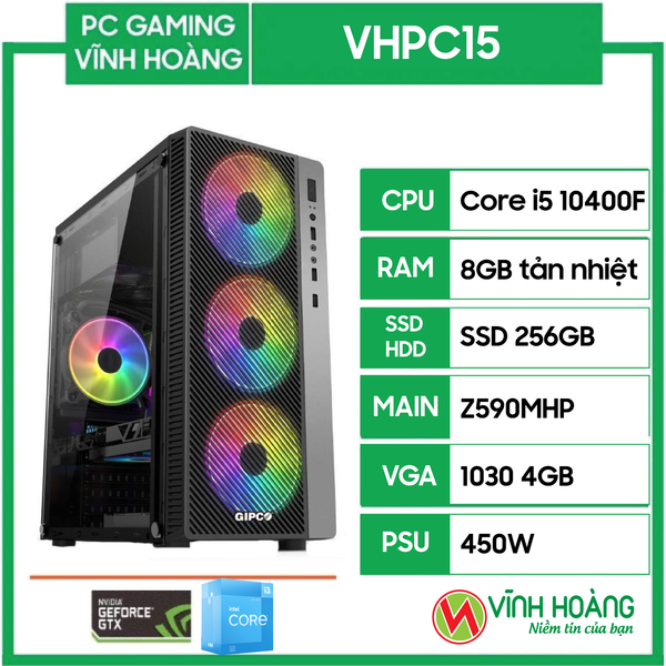 PC GAMING VHPC15 (i5 10400F/Z590/8GB RAM/256GB SSD/GTX 1030 4GB/450W)