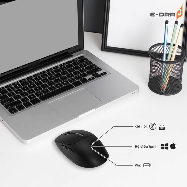 Chuột không dây công thái học Edra EM605