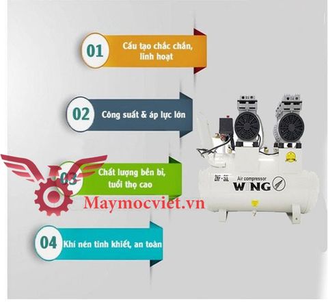 Máy Nén Khí Không Dầu Giảm Âm Wing TW-OF550x2 50L
