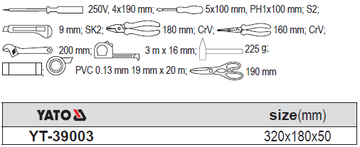 Bộ dụng cụ sửa chữa tổng hợp 12 chi tiết Yato YT 39003