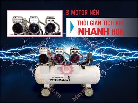 Máy nén khí giảm âm Pegasus TM - OF750 x 3- 70L