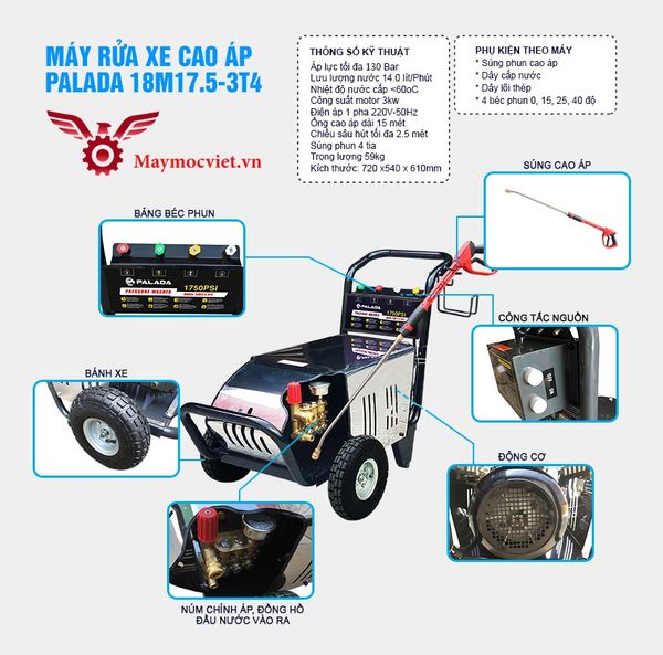 Máy rửa xe Palada 18M17.5-3T4