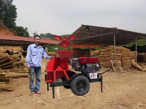 Máy băm gỗ ván bóc D24 có bánh xe di chuyển D24BX