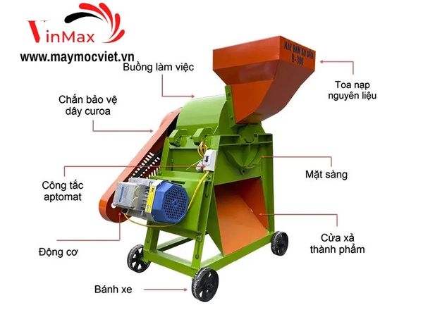 Máy băm xơ dừa mini Vinmax VMD350 điện 1 pha