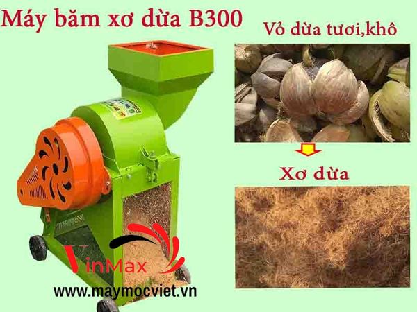 Máy băm xơ dừa mini Vinmax VMD350 điện 1 pha