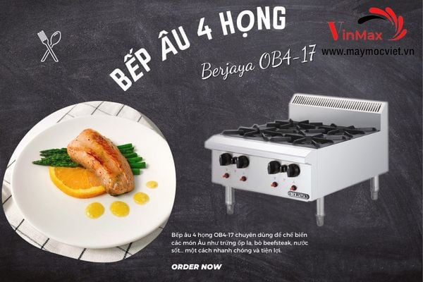 Bếp âu 4 họng dùng gas Berjaya OB4-17