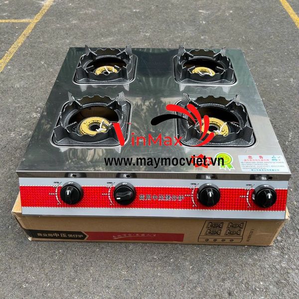 Bếp gas công nghiệp 4 họng chuyên mì cay, bánh xèo, cơm niêu, bò né Vinmax VMB04