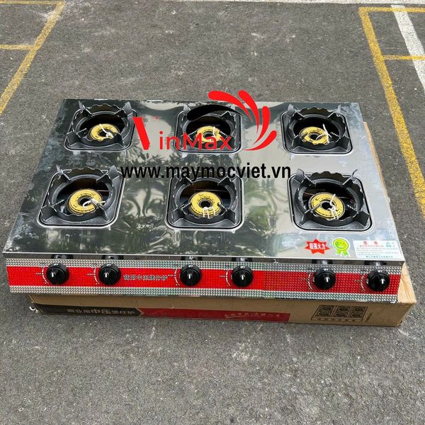 Bếp gas công nghiệp 6 họng chuyên mì cay, bánh xèo, cơm niêu, bò né Vinmax VMB06