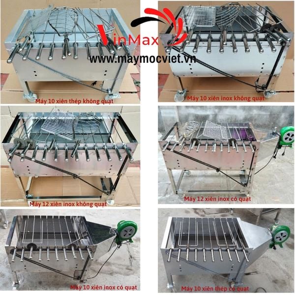 Bếp Nướng Than Hoa Lò Quay Gà Vịt Mô Tơ Tự Động 12 Xiên BX12S