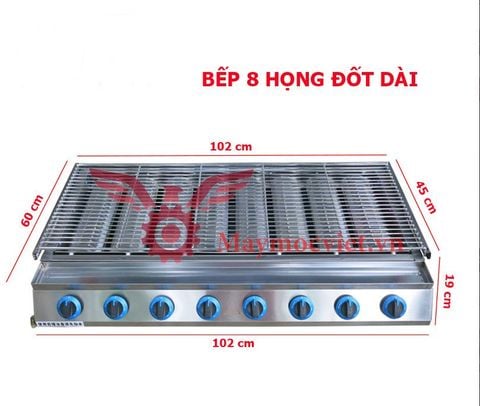 Lò nướng 8 họng đốt dùng gas VM GD08 ( họng dài)