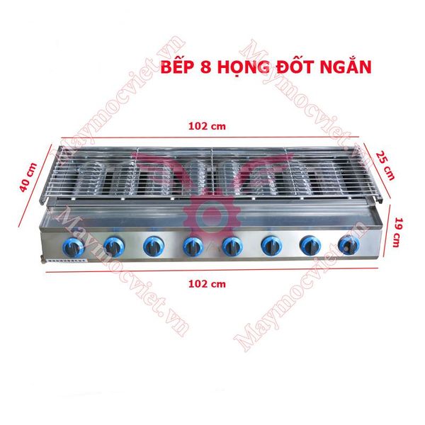 Lò nướng 8 họng đốt dùng gas VM GN08 ( họng ngắn)