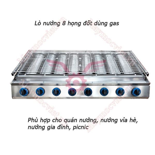 Lò nướng 8 họng đốt dùng gas VM GD08 ( họng dài)