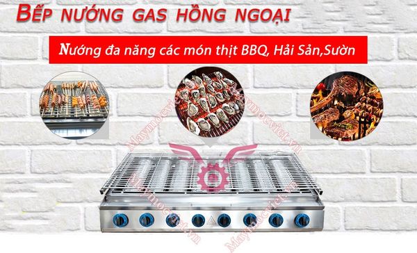 Lò nướng 8 họng đốt dùng gas VM GN08 ( họng ngắn)