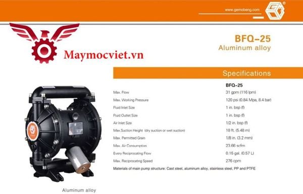 Bơm Màng Khí Nén GODO BFQ-25 GANG