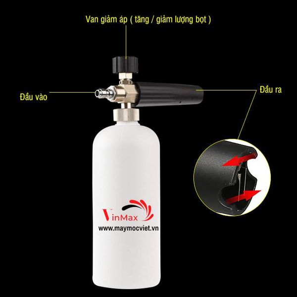 Bình bọt tuyết gắn súng phun rửa xe  Vinmax 1L