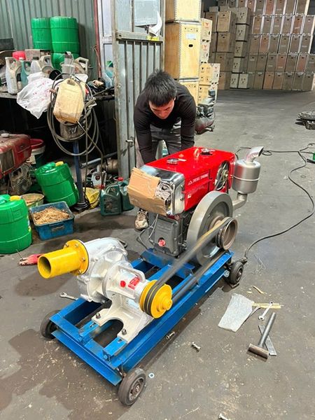 Máy bơm tưới tiêu Văn Thể VT10 đầu nổ D24 mát gió