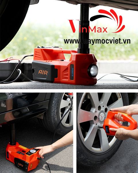 Bộ cứu hộ lốp xe 3-in-1 gồm kích nâng ô tô tích hợp bơm lốp và súng vặn ốc (Dùng điện 12V)