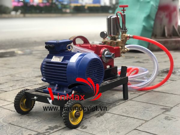 Bộ rửa xe dây đai CH80 , Motor 4kw-5hp 3 pha - chân kê bánh xe