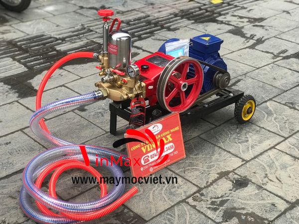Bộ rửa xe dây đai CH80 , Motor 4kw-5hp 3 pha - chân kê bánh xe