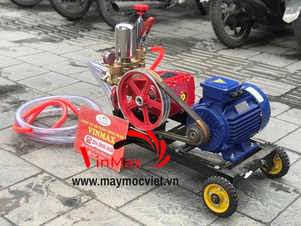Bộ rửa xe dây đai CH80 , Motor 4kw-5hp 3 pha - chân kê bánh xe