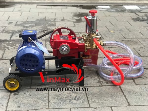 Bộ rửa xe dây đai CH80 , Motor 4kw-5hp 3 pha - chân kê bánh xe