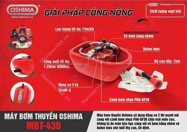 Máy bơm thuyền 2 thì Oshima MBT430