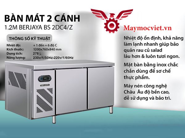 Bàn mát 2 cánh 1m2 Berjaya BS2DC4/Z