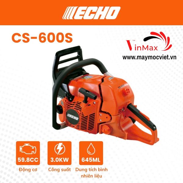 Máy cưa xích ECHO - CS600S - 59,8cc - (Chưa kèm LX)