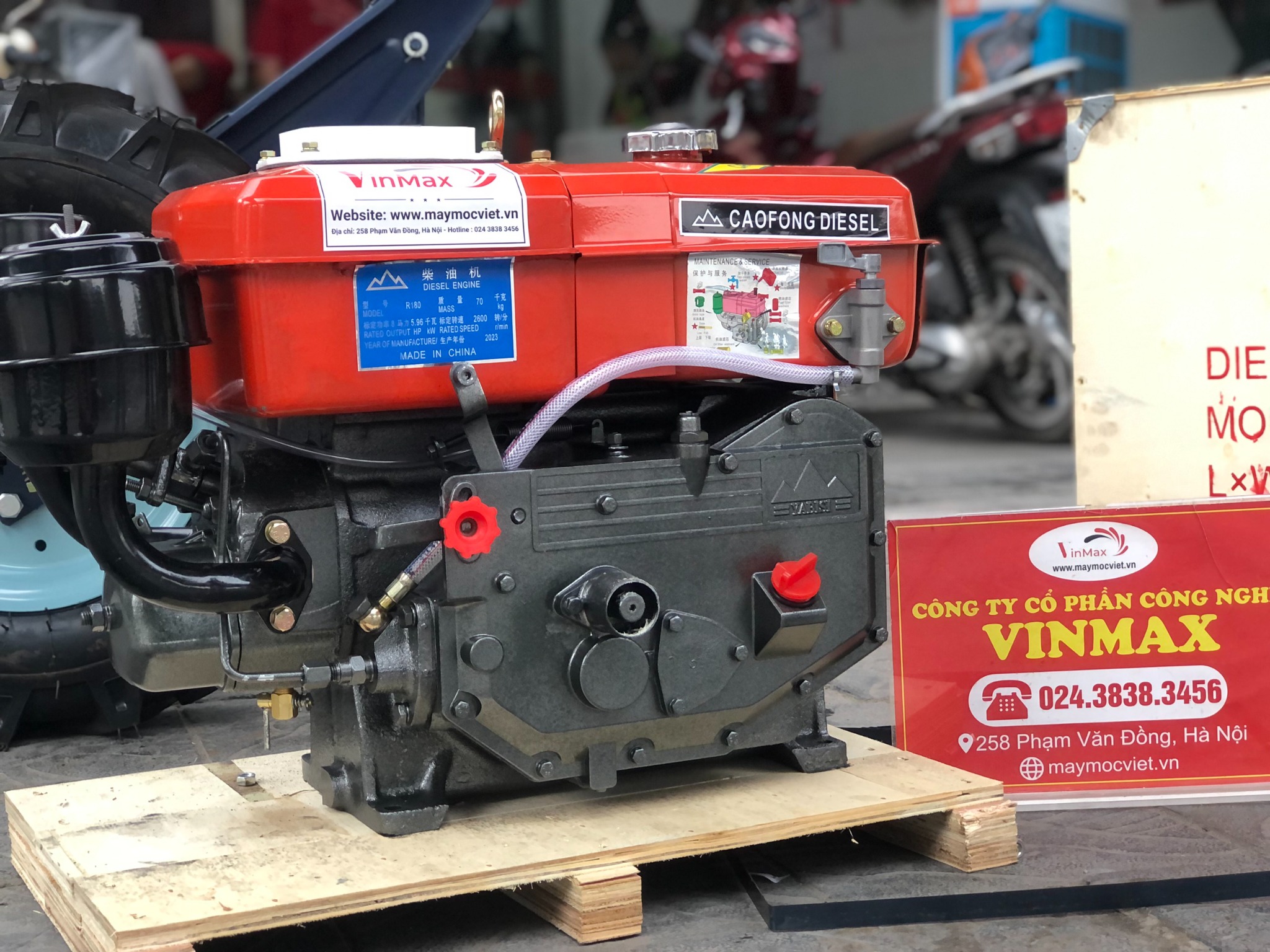 Máy nổ, đầu nổ dầu 8HP Cao Phong R180 D8 mát nước – Vinmax