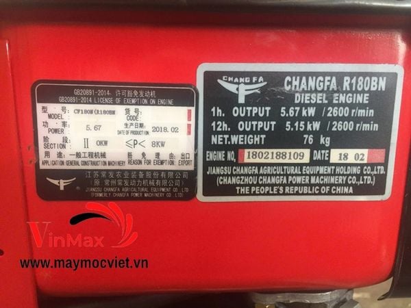 Máy Nổ, Động Cơ Dầu Changfa 8HP CF R180BN (D8 Gió Đèn)