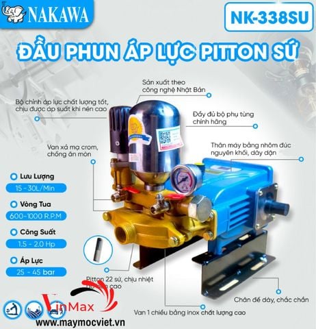Đầu phun áp lực piston sứ Nakawa NK338SU